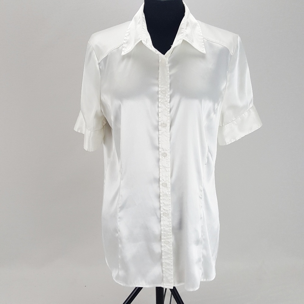 New York & Company Button Down Ivory Blouse Top